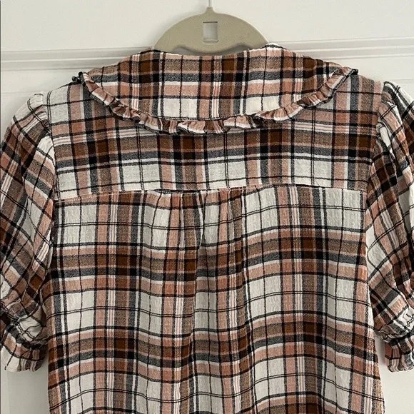 Pilcro Plaid Button Down Shirt - Brown and White - Picture 8 of 8